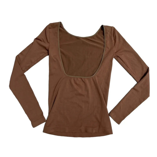 Top Long Sleeve By Free People In Brown, Size: M