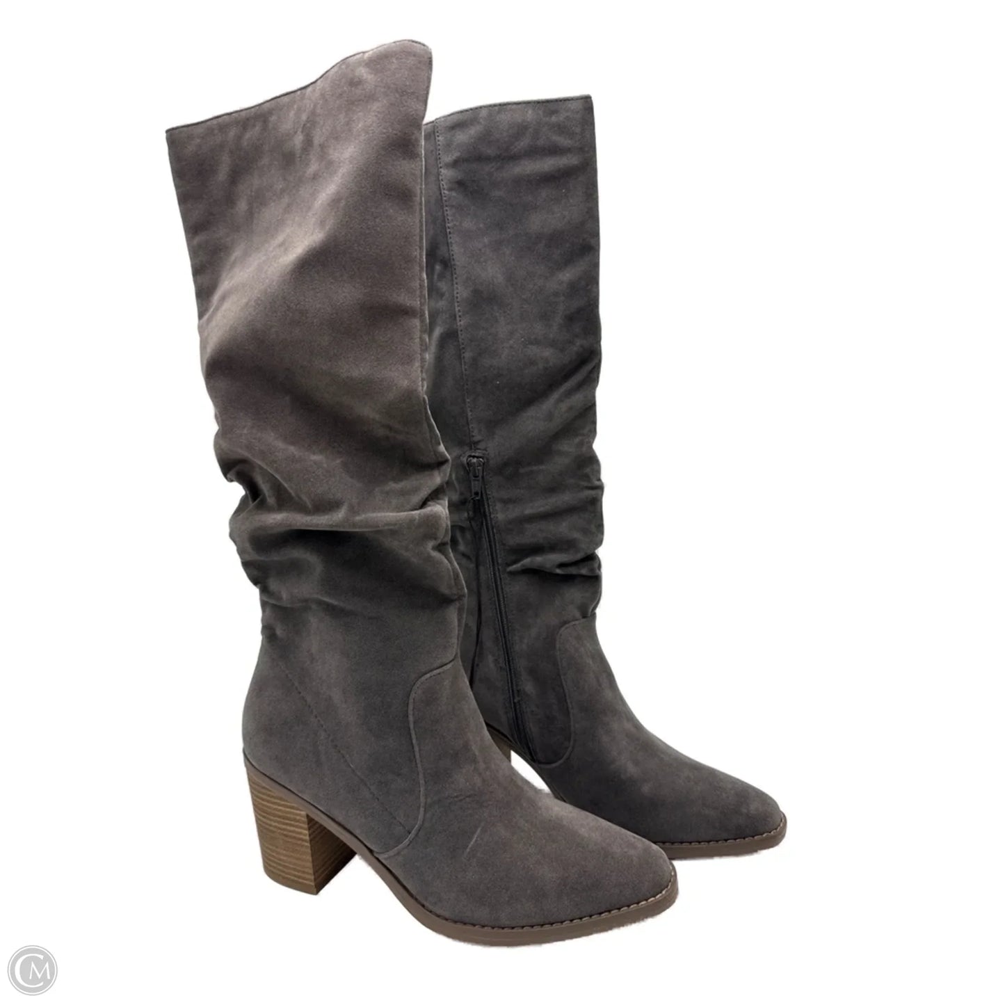 Boots Knee Heels By Universal Thread In Grey, Size: 12