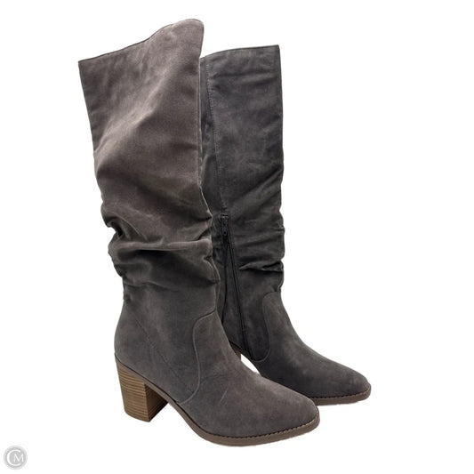 Boots Knee Heels By Universal Thread In Grey, Size: 12