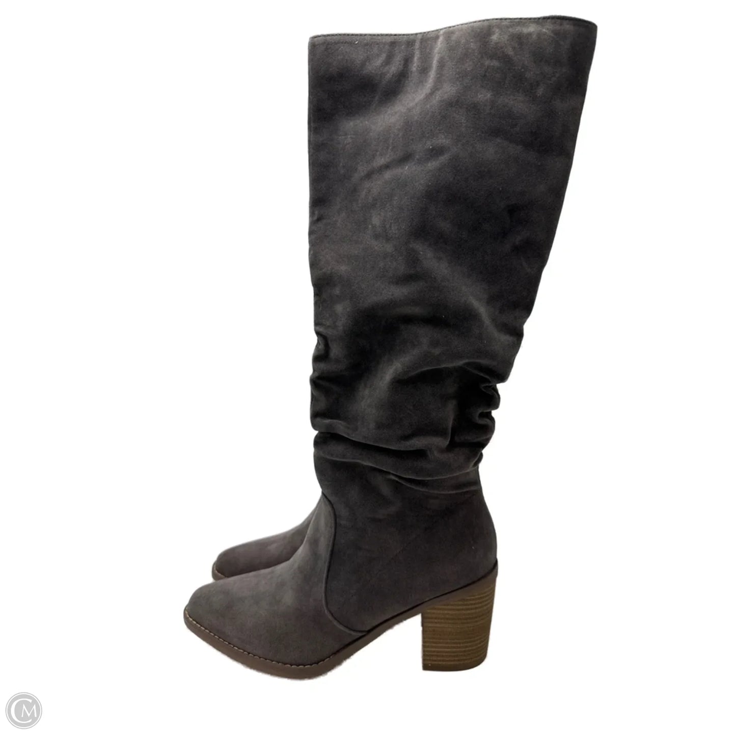 Boots Knee Heels By Universal Thread In Grey, Size: 12