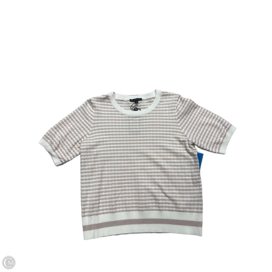 Sweater Short Sleeve By Adrianna Papell In Pink & White, Size: M