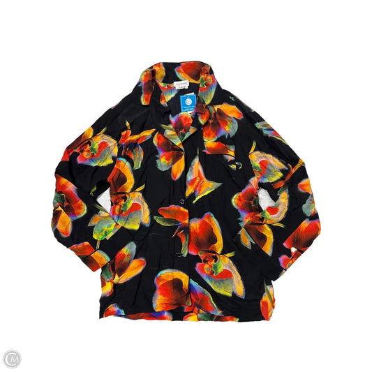 Blouse Long Sleeve By Alexander McQueen In Black Floral, Size: Medium