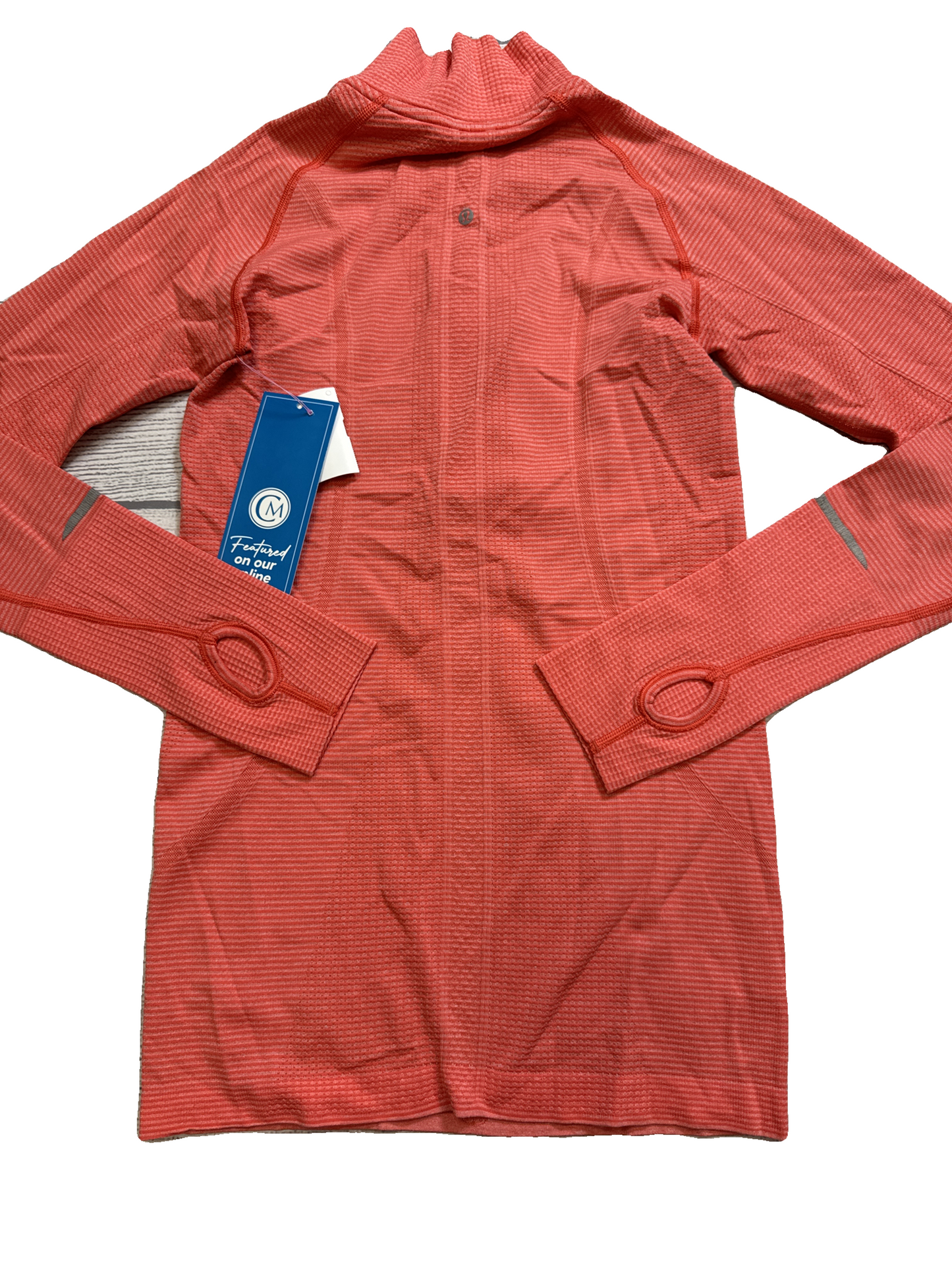 Athletic Top Long Sleeve Collar By Lululemon In Orange, Size: S