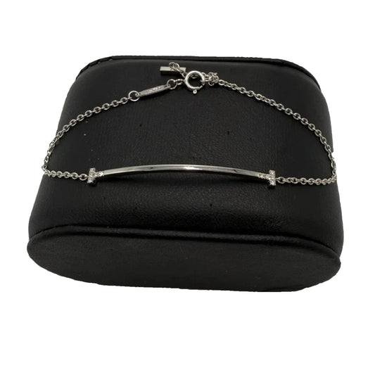 Tiffany & Company 18K T Smile w/ Diamonds Luxury Bracelet, Size:  6.25”