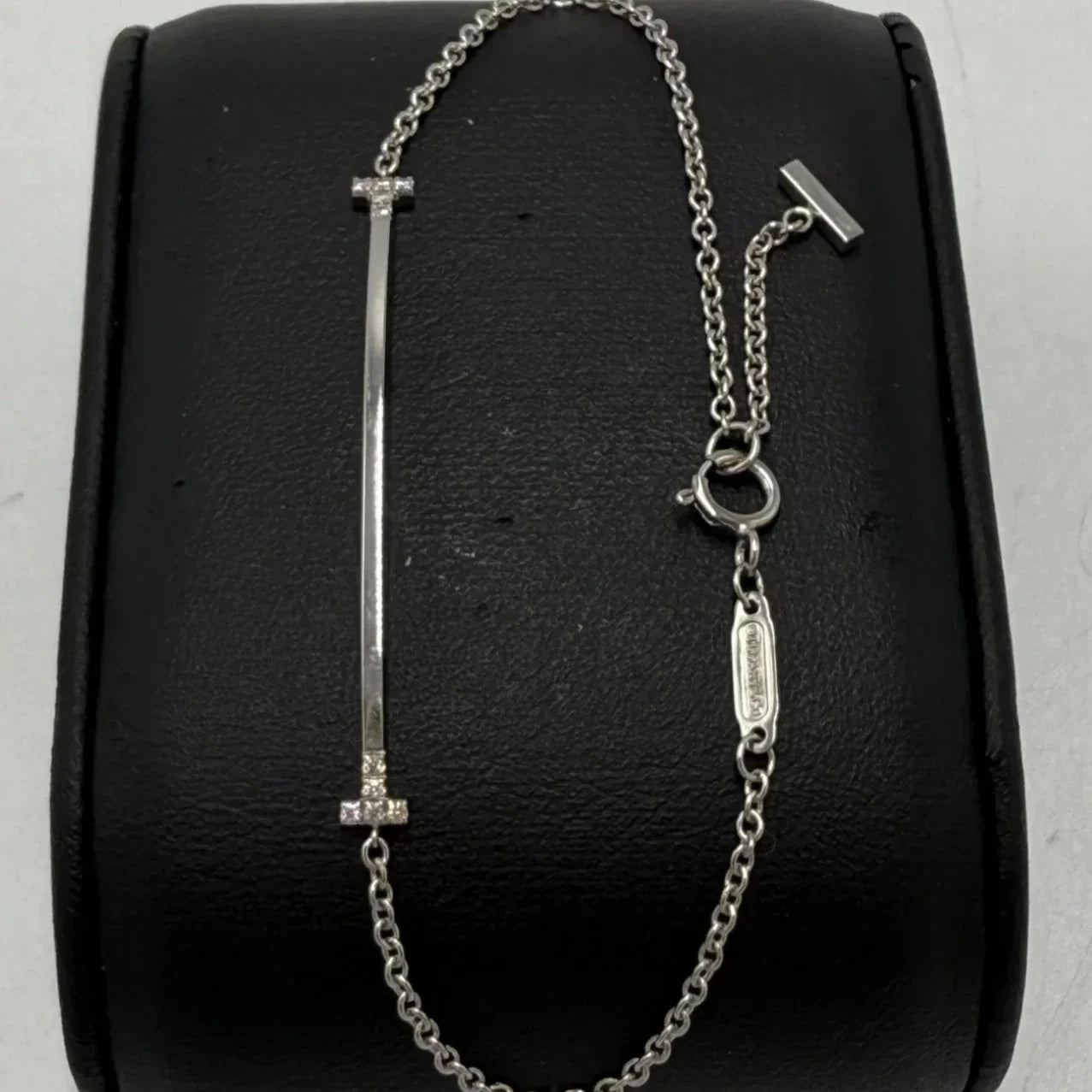 Tiffany & Company 18K T Smile w/ Diamonds Luxury Bracelet, Size:  6.25”