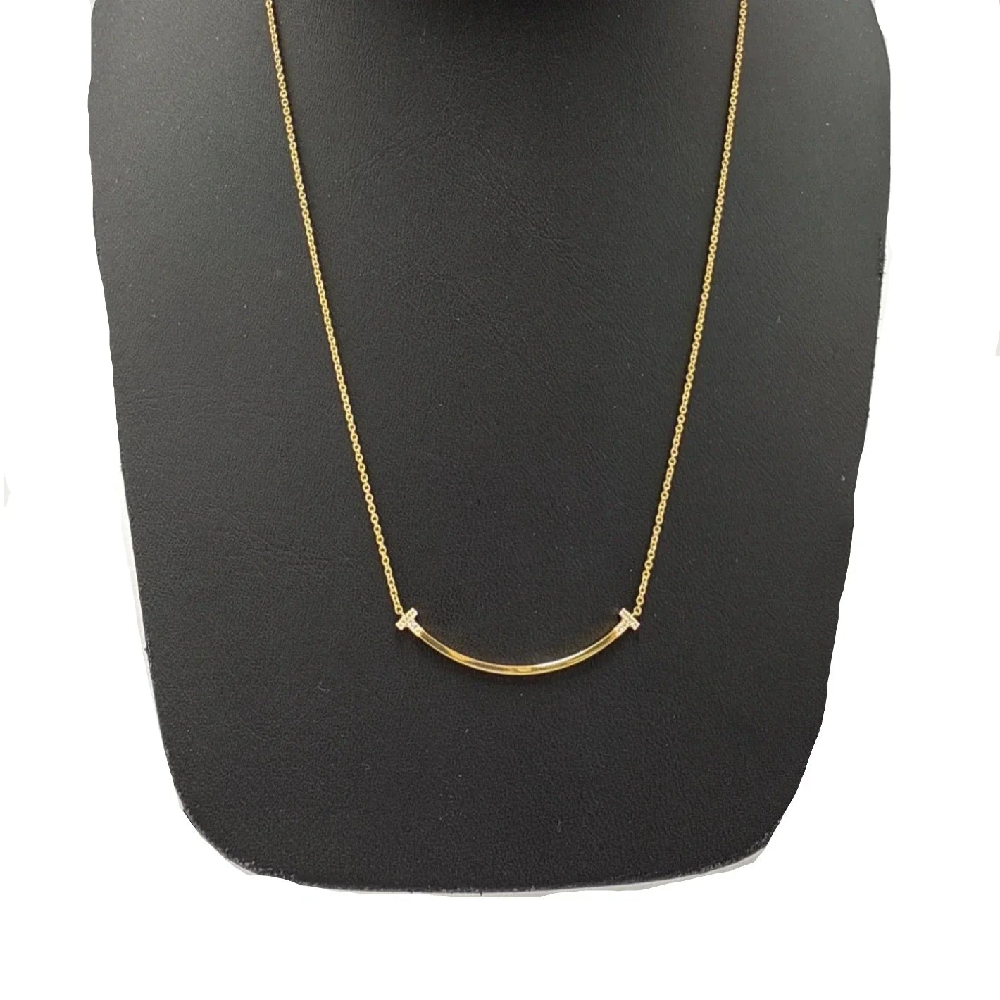 Tiffany & Company 18K T Smile with Diamonds Luxury Necklace