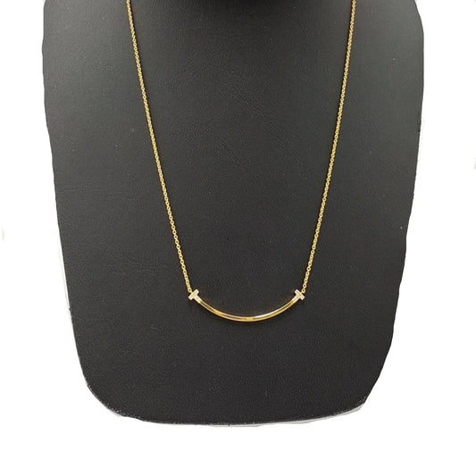 Tiffany & Company 18K T Smile with Diamonds Luxury Necklace