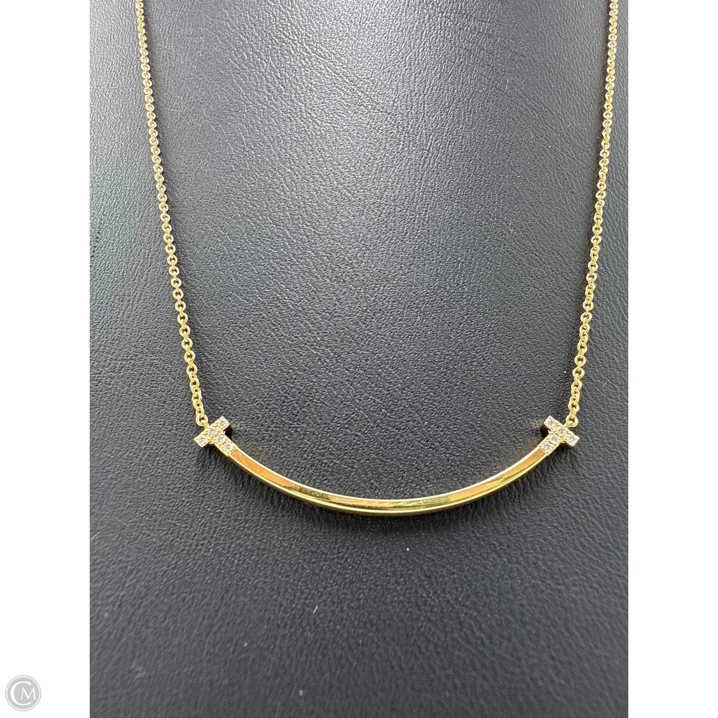 Tiffany & Company 18K T Smile with Diamonds Luxury Necklace