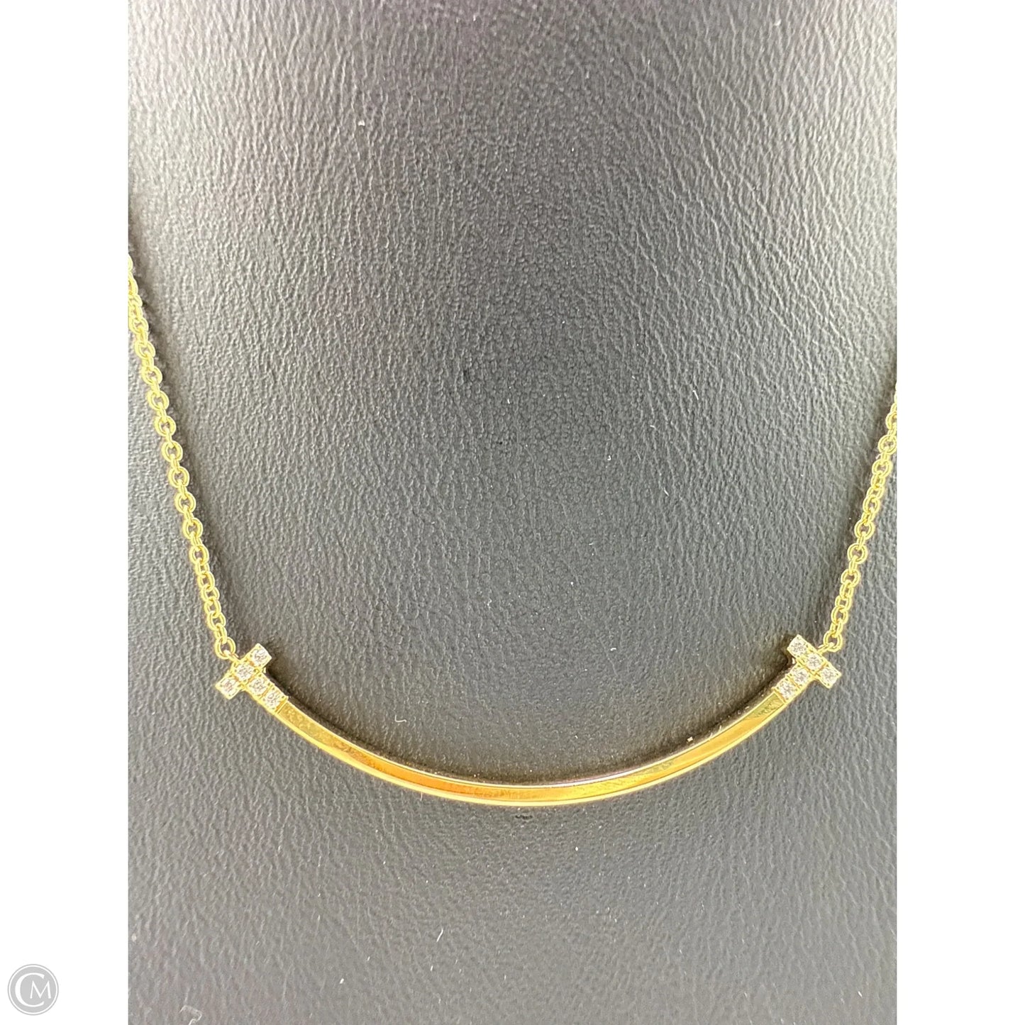 Tiffany & Company 18K T Smile with Diamonds Luxury Necklace