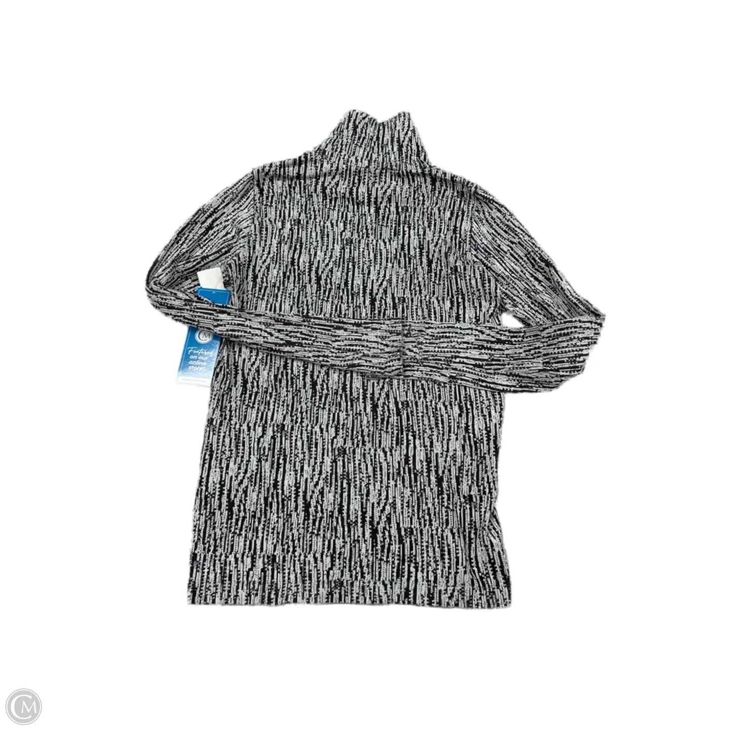 Athletic Top Long Sleeve Collar By Athleta In Black & White, Size: L