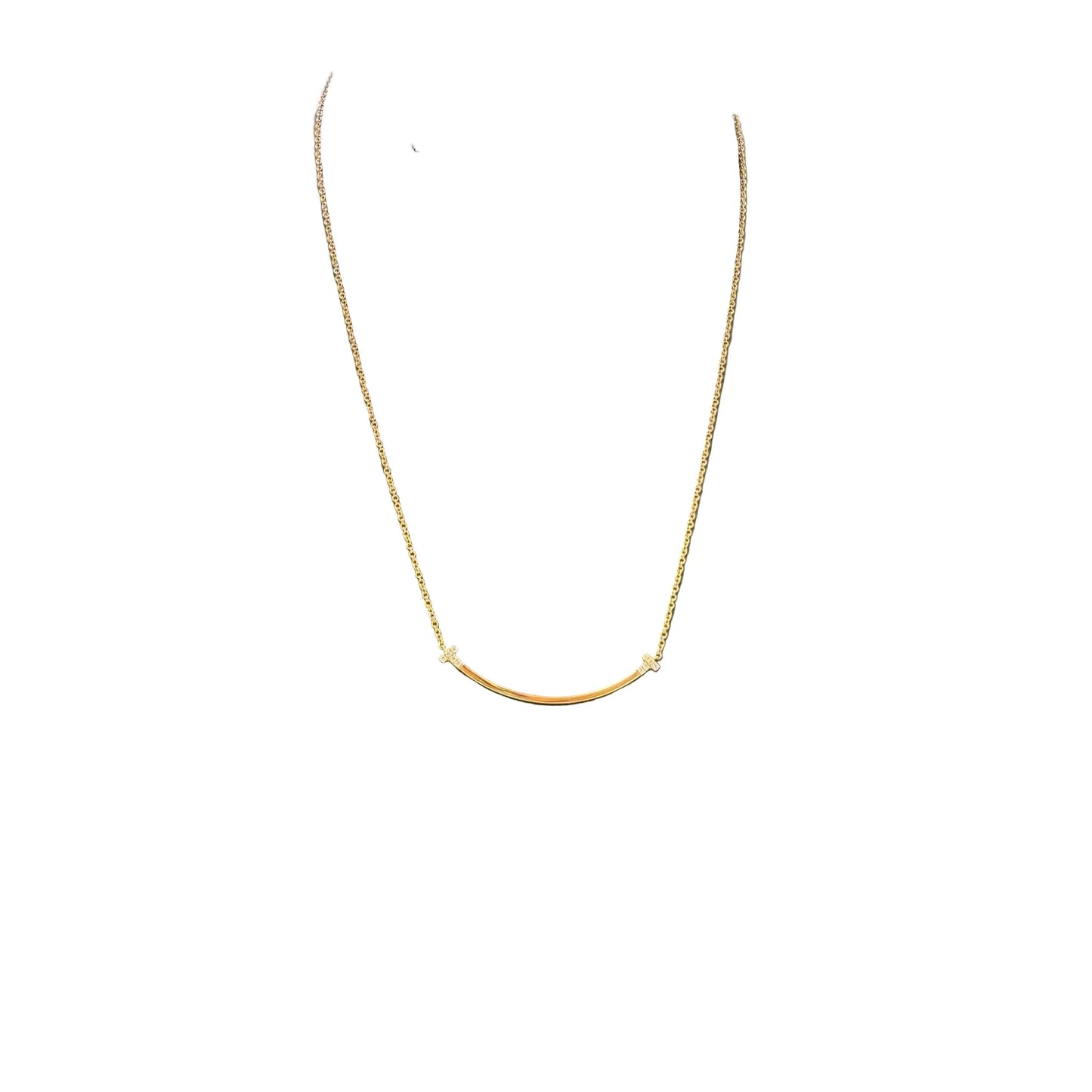 T Smile Necklace in Rose Gold with Diamonds By Tiffany and Company