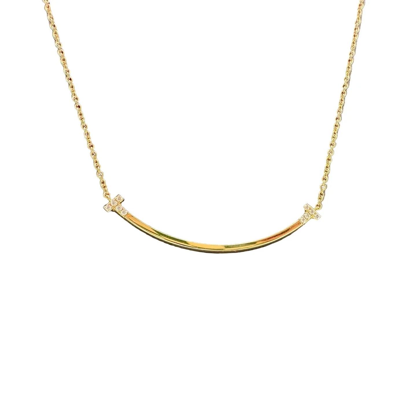 T Smile Necklace in Rose Gold with Diamonds By Tiffany and Company
