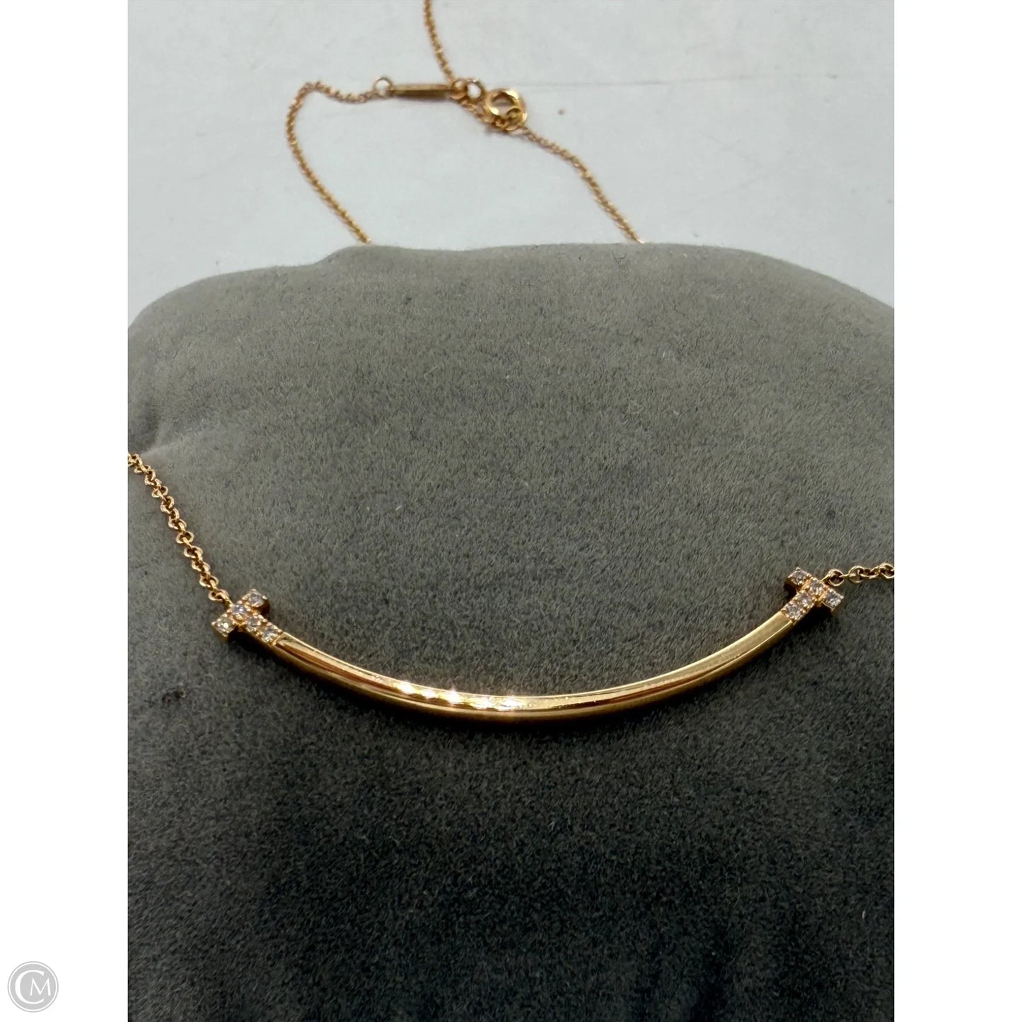 T Smile Necklace in Rose Gold with Diamonds By Tiffany and Company