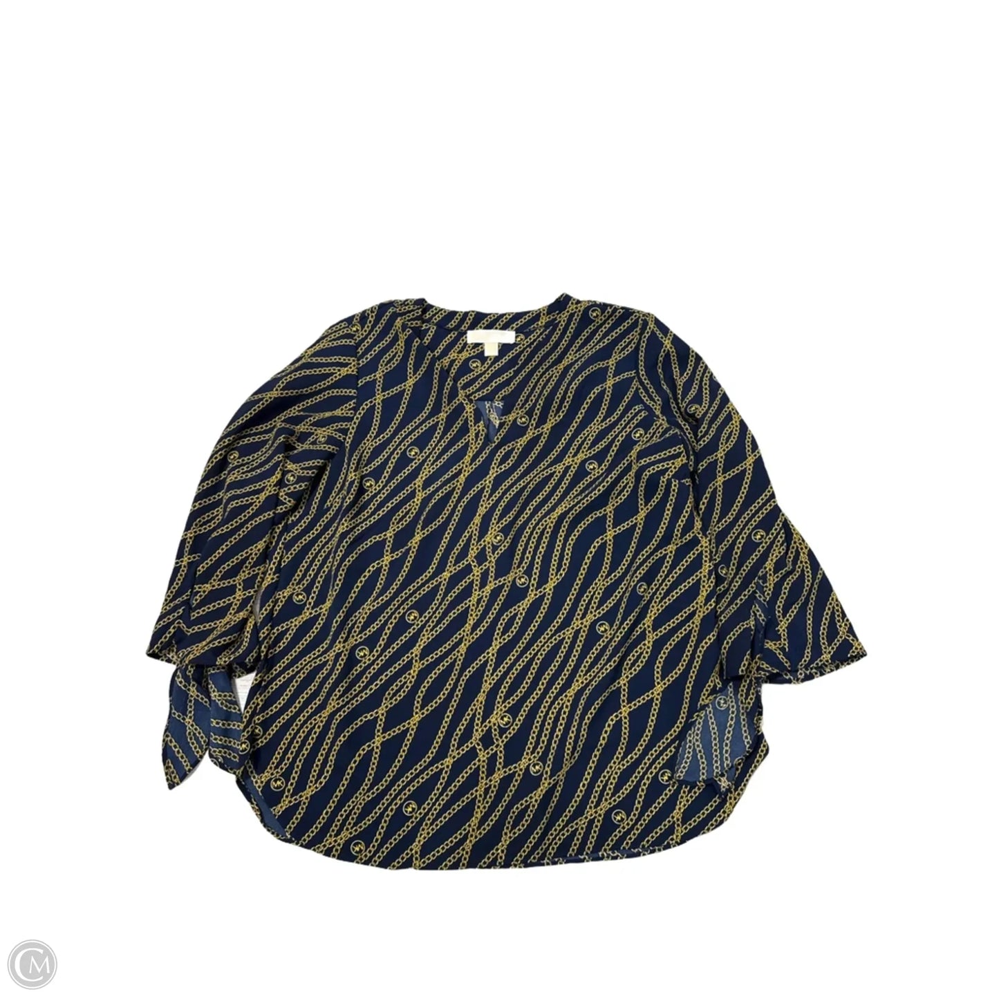 Top Long Sleeve Designer By Michael Kors In Blue & Gold, Size: Xl