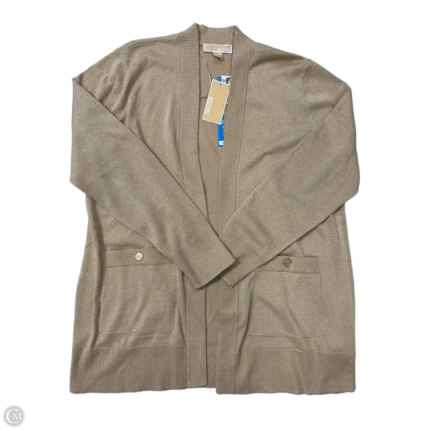 Sweater Cardigan Designer By Michael Kors In Gold, Size: Xl