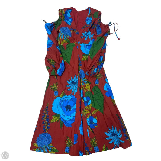 Dress Casual Short By Farm Rio In Blue & Red, Size: L