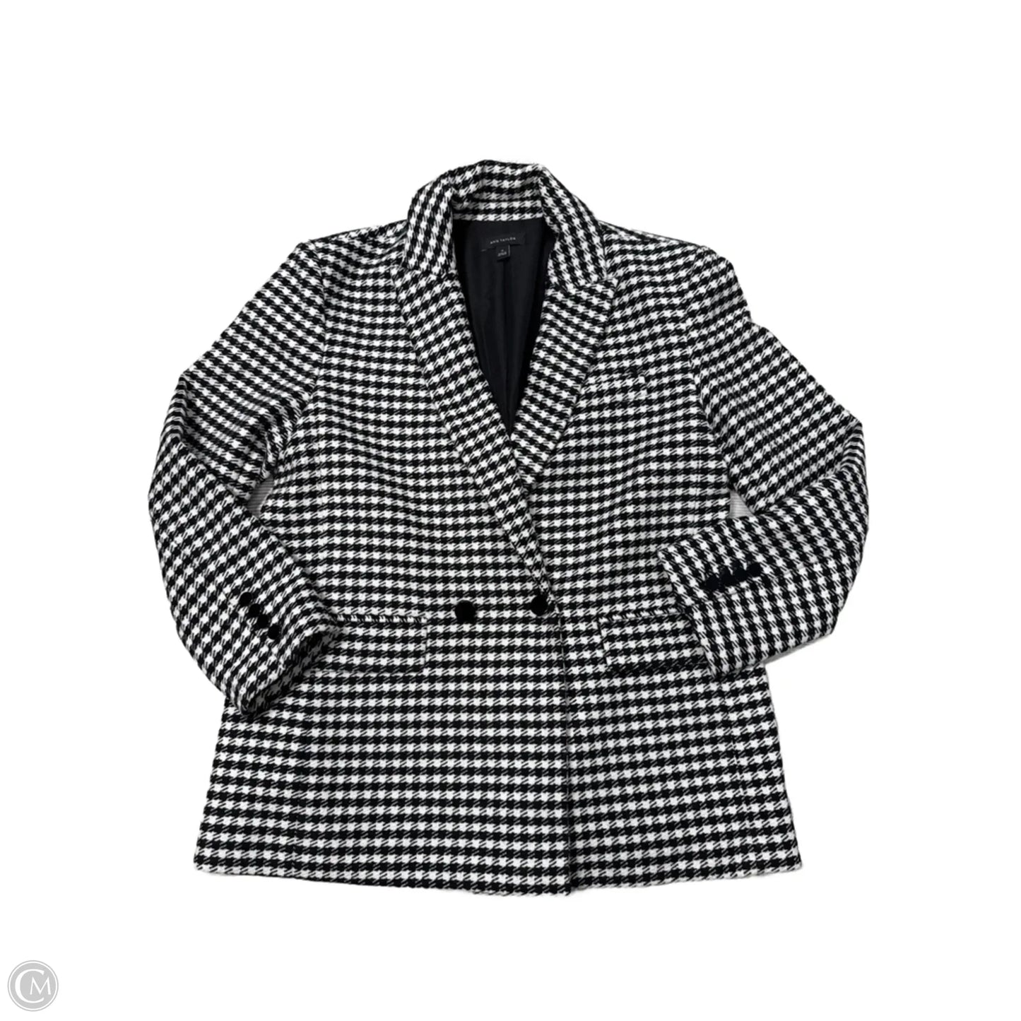 Coat Peacoat By Ann Taylor In Black & White, Size: 10