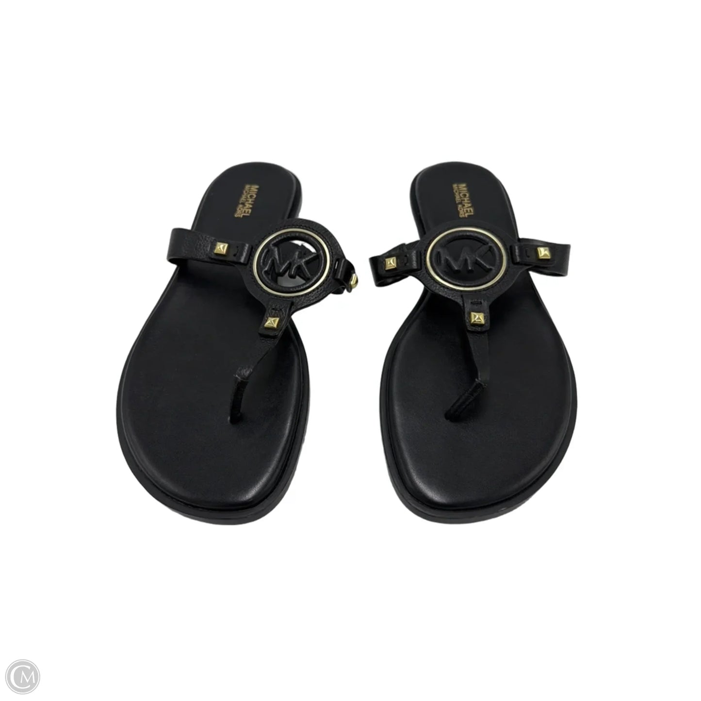 Like New! Sandals Designer By Michael Kors In Black & Gold, Size: 9