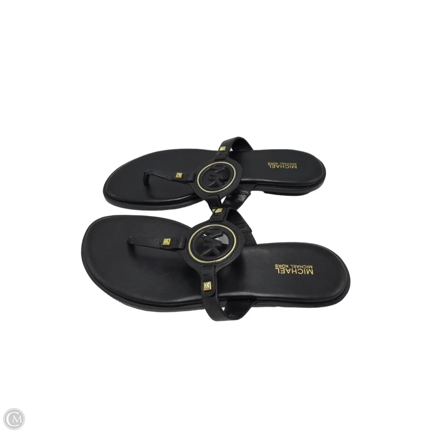 Like New! Sandals Designer By Michael Kors In Black & Gold, Size: 9