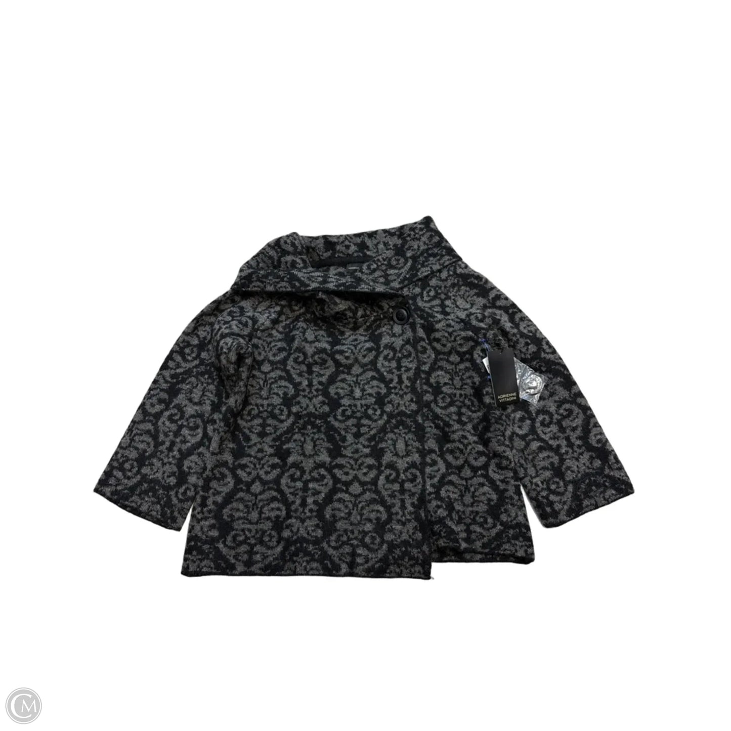 New! Sweater Cardigan By Adrienne Vittadini In Black & Grey, Size: M