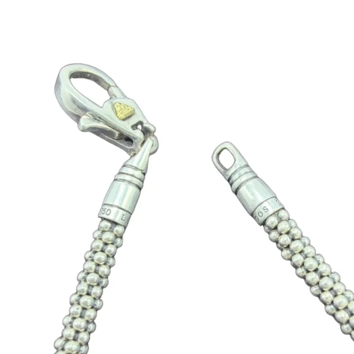 Lagos Three Station Caviar 18K & 925 Silver Designer Bracelet