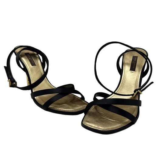 Louis Vuitton Satin and Hammered Gold Luxury Heels , Size: 7.5 / 37.5