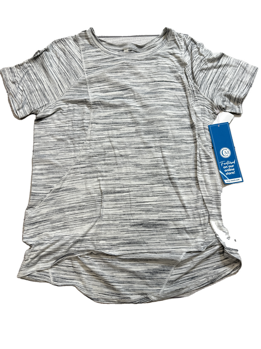 Athletic Top Short Sleeve By Lululemon In Grey & White, Size: M