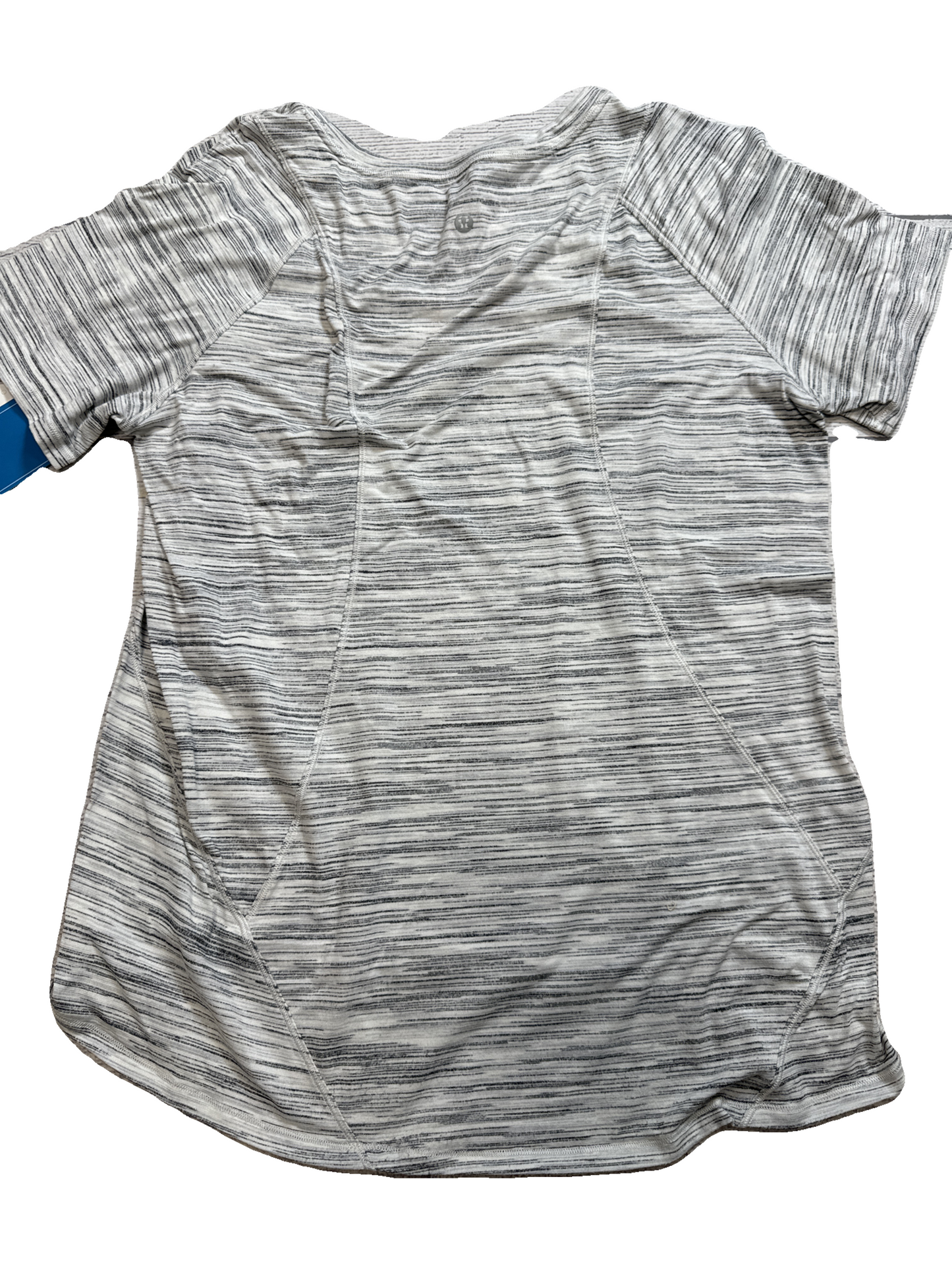 Athletic Top Short Sleeve By Lululemon In Grey & White, Size: M