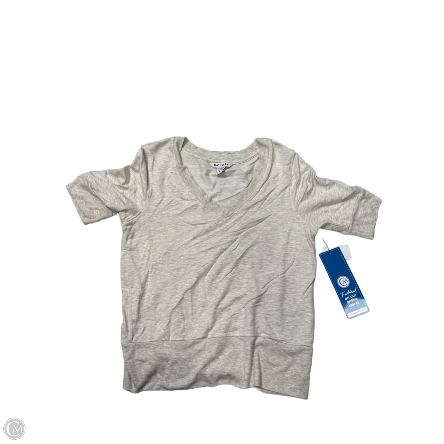 Top Short Sleeve By Athleta In Cream, Size: Sp