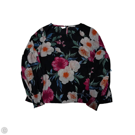 Top Long Sleeve By Blu Pepper In Floral Print, Size: L
