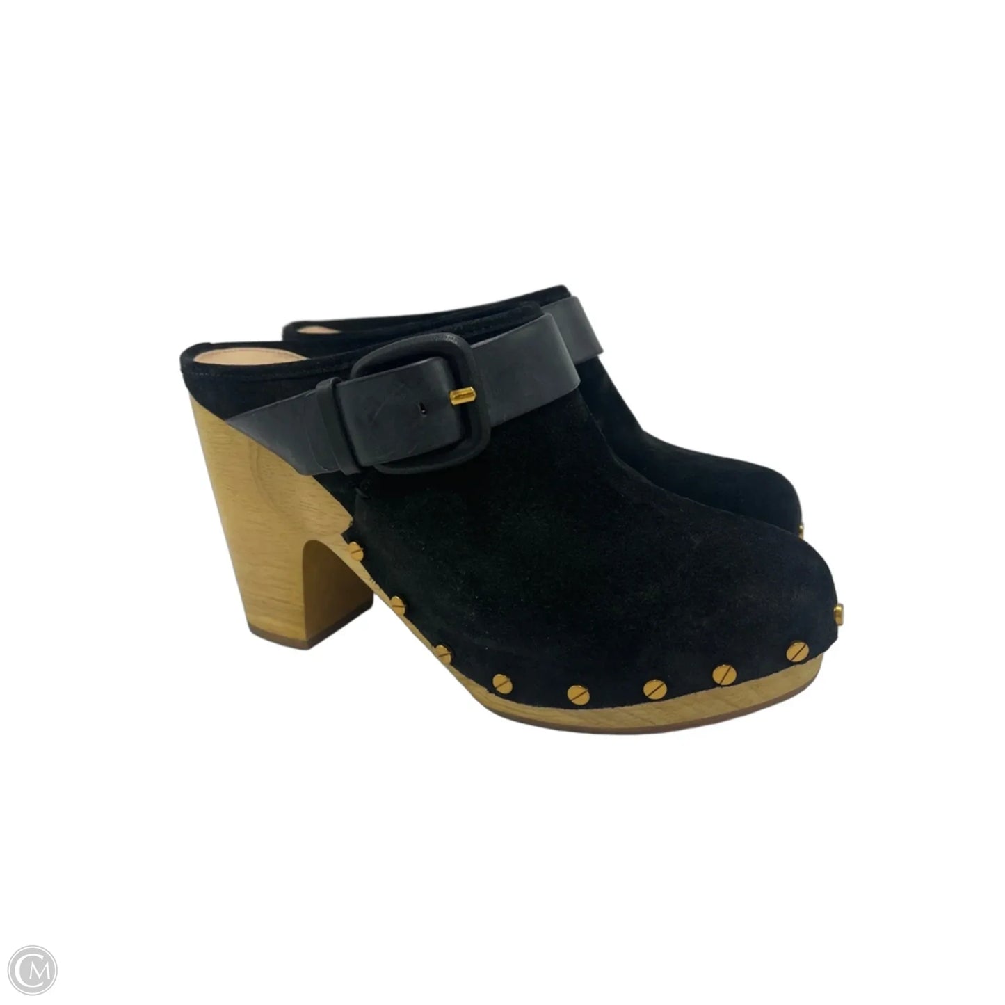 Shoes Heels Block By Veronica Beard In Black & Gold, Size: 7.5