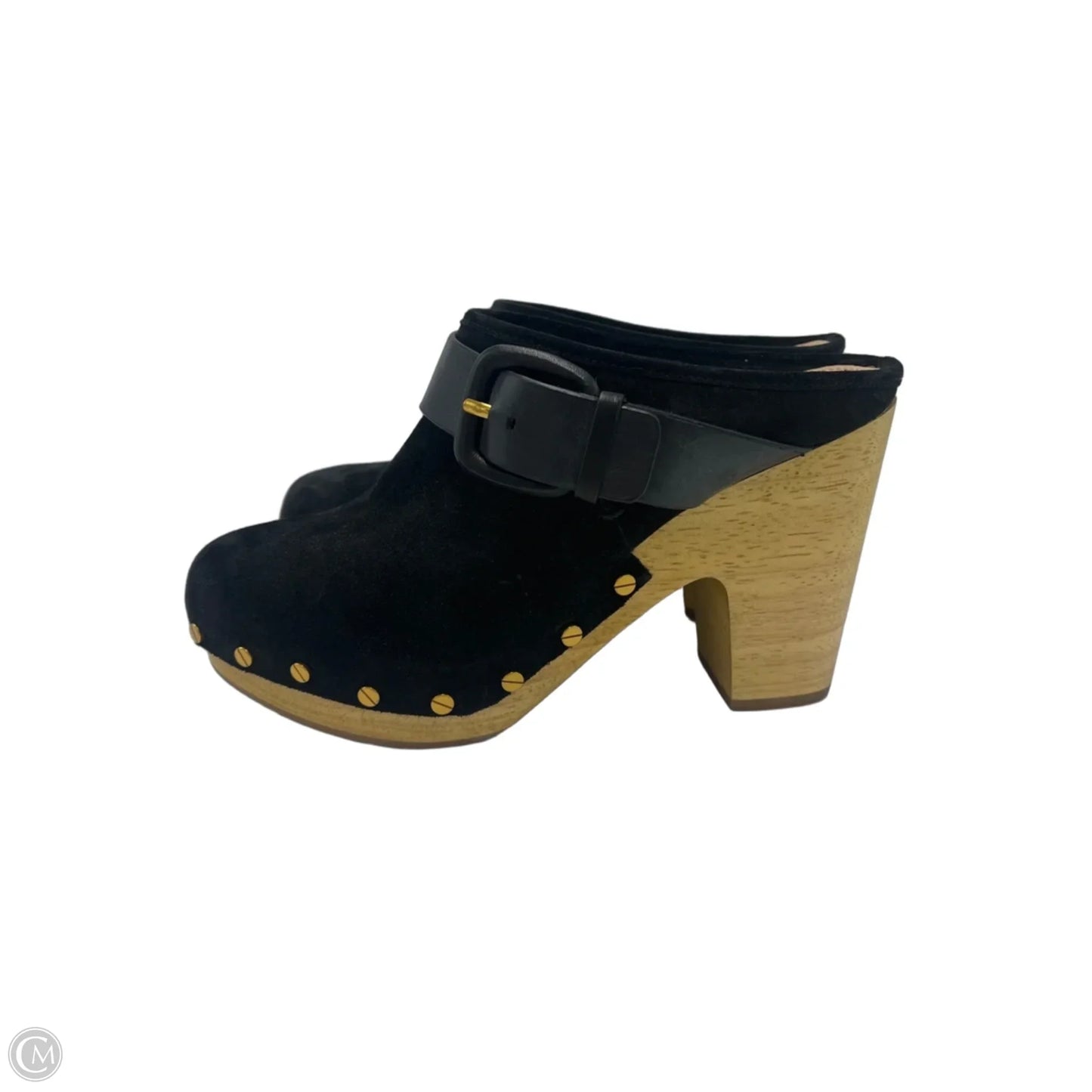 Shoes Heels Block By Veronica Beard In Black & Gold, Size: 7.5