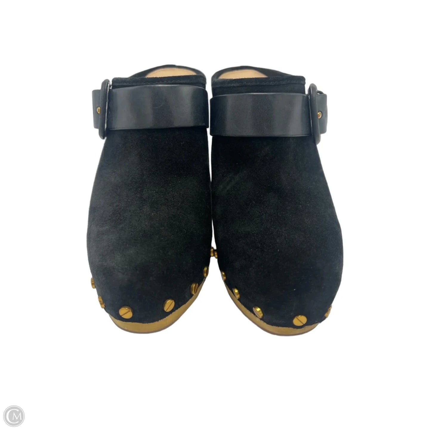 Shoes Heels Block By Veronica Beard In Black & Gold, Size: 7.5