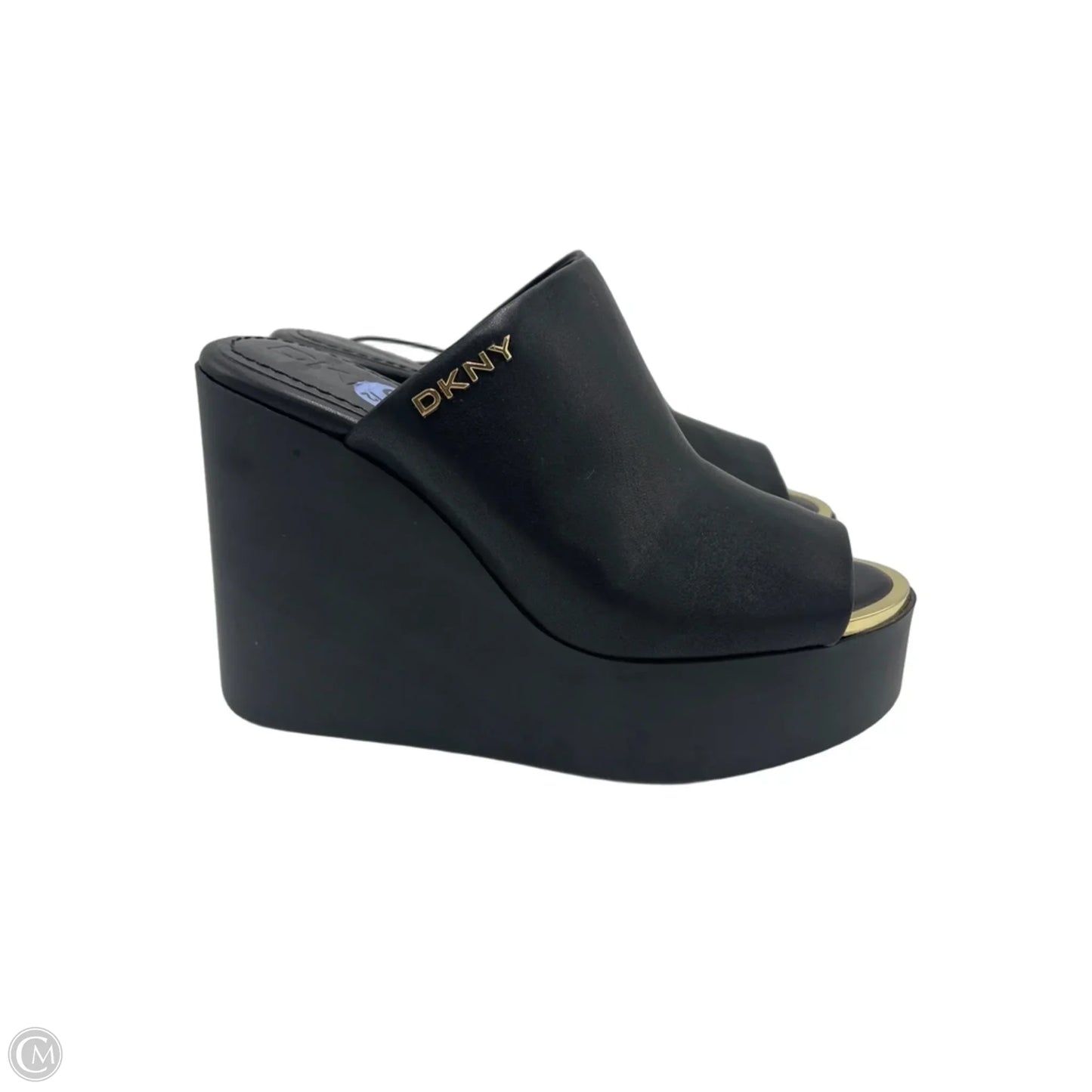 Shoes Heels Wedge By DKNY In Black & Gold, Size: 8.5