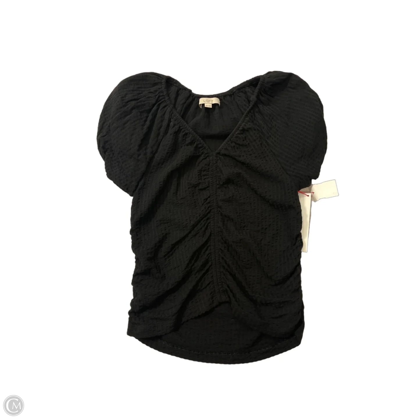 Top Short Sleeve By Loft In Black, Size: Mp
