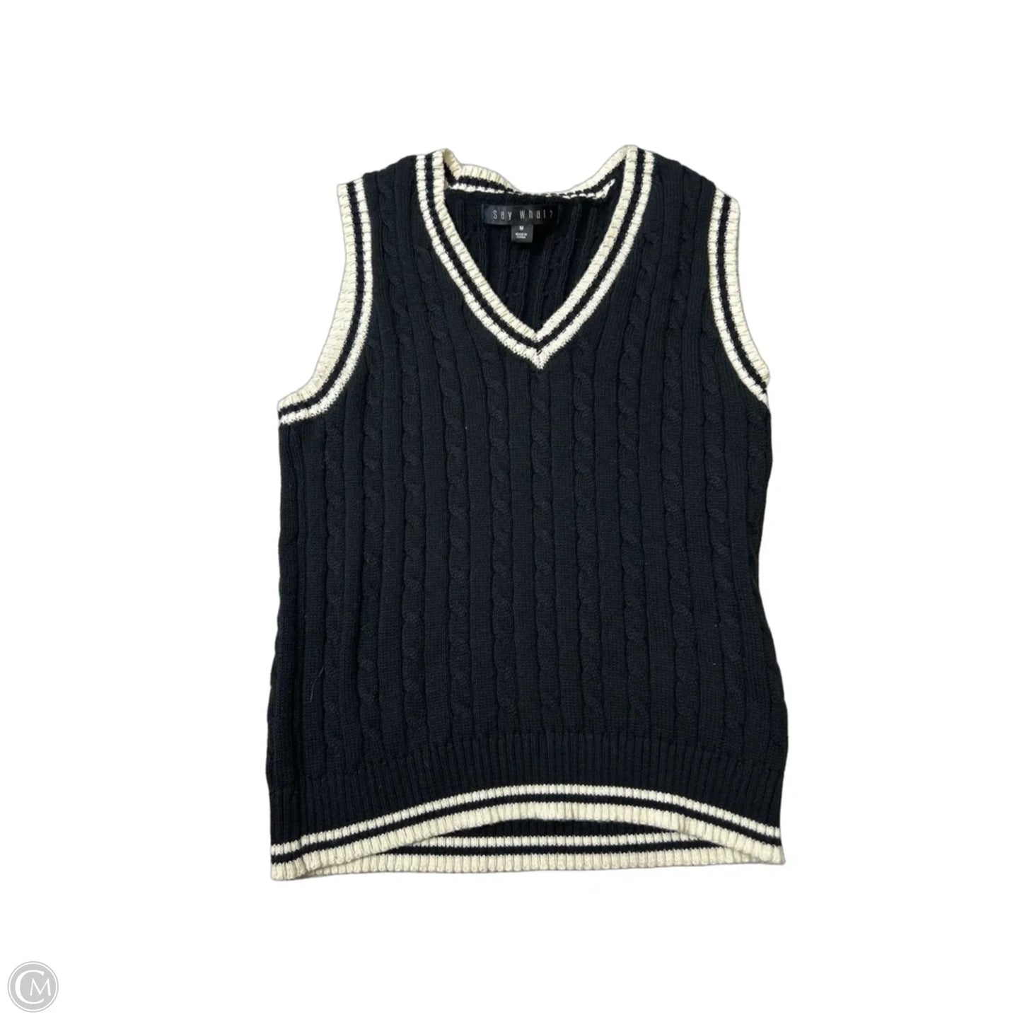 Top Sleeveless By Say What In Black & Cream, Size: M