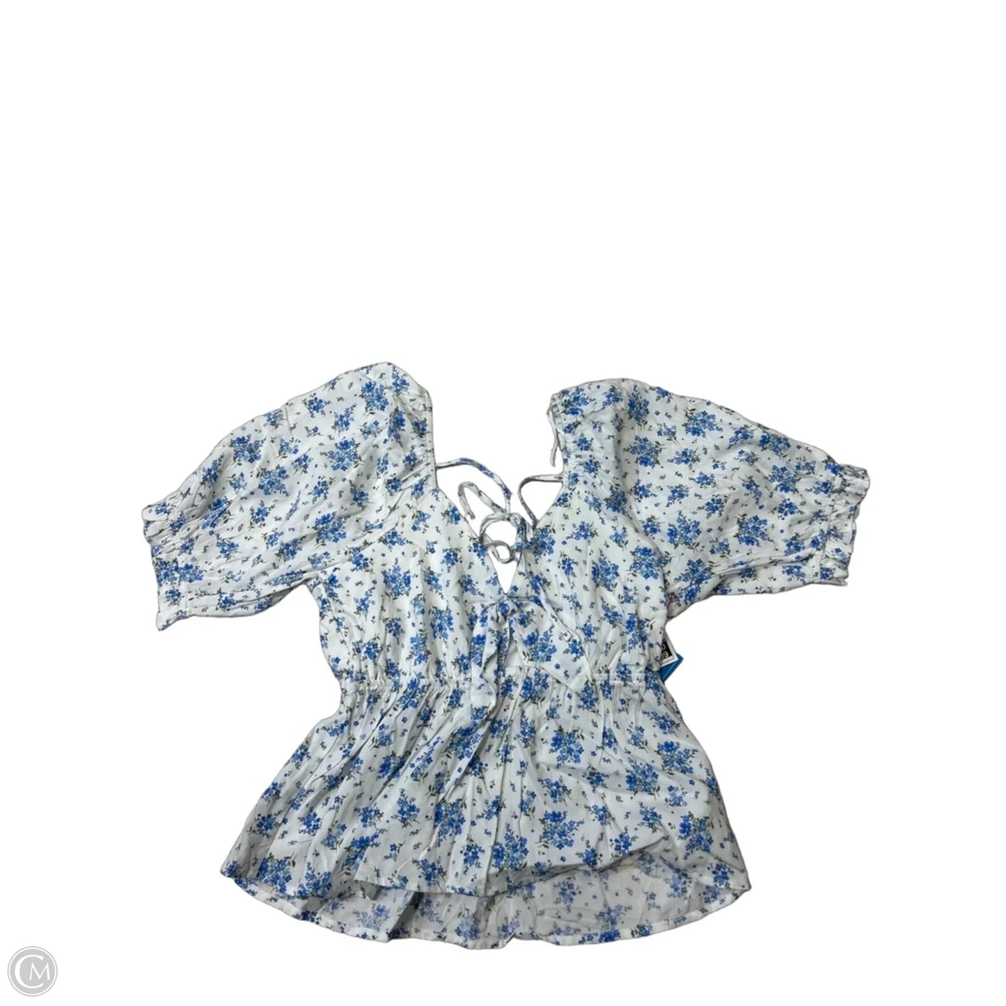 New! Top Short Sleeve By Francesca's In Blue & White, Size: S