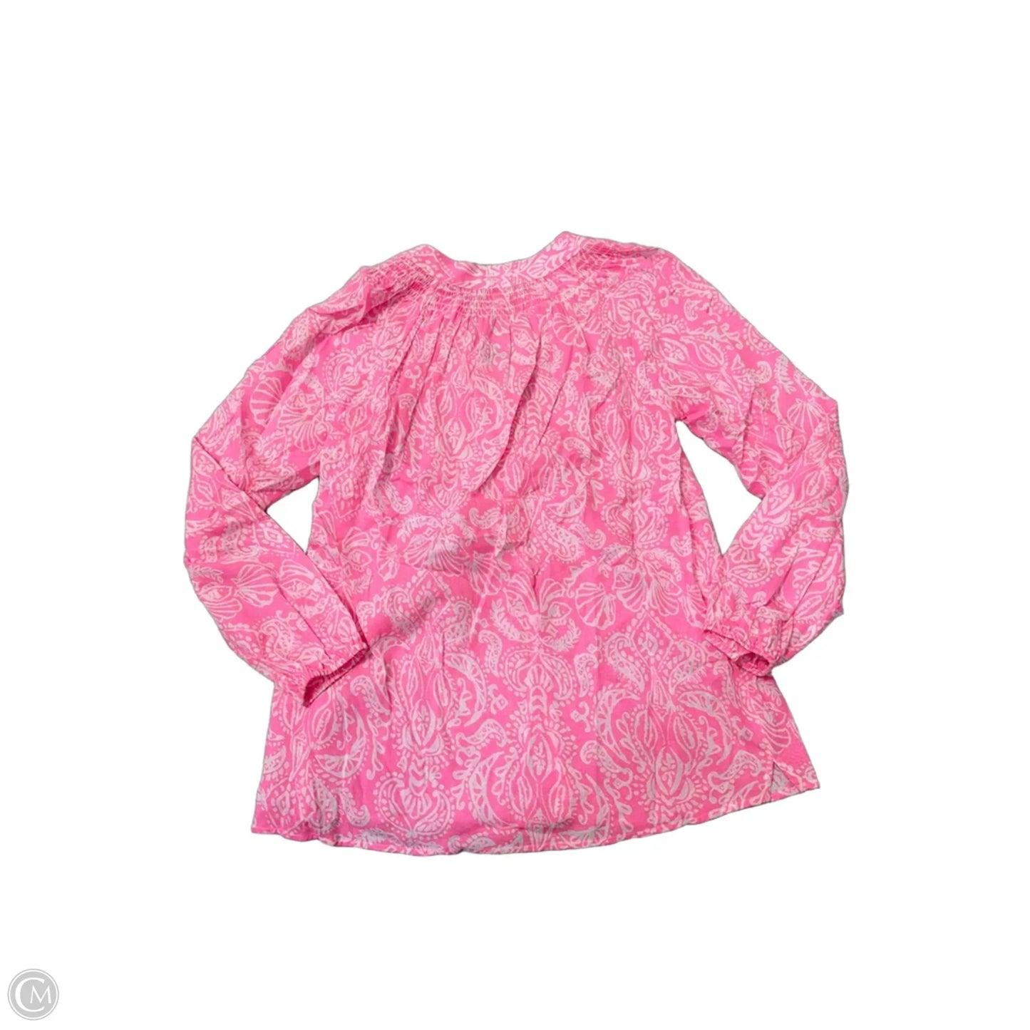 Top Long Sleeve Designer By Lilly Pulitzer In Pink & White, Size: Small