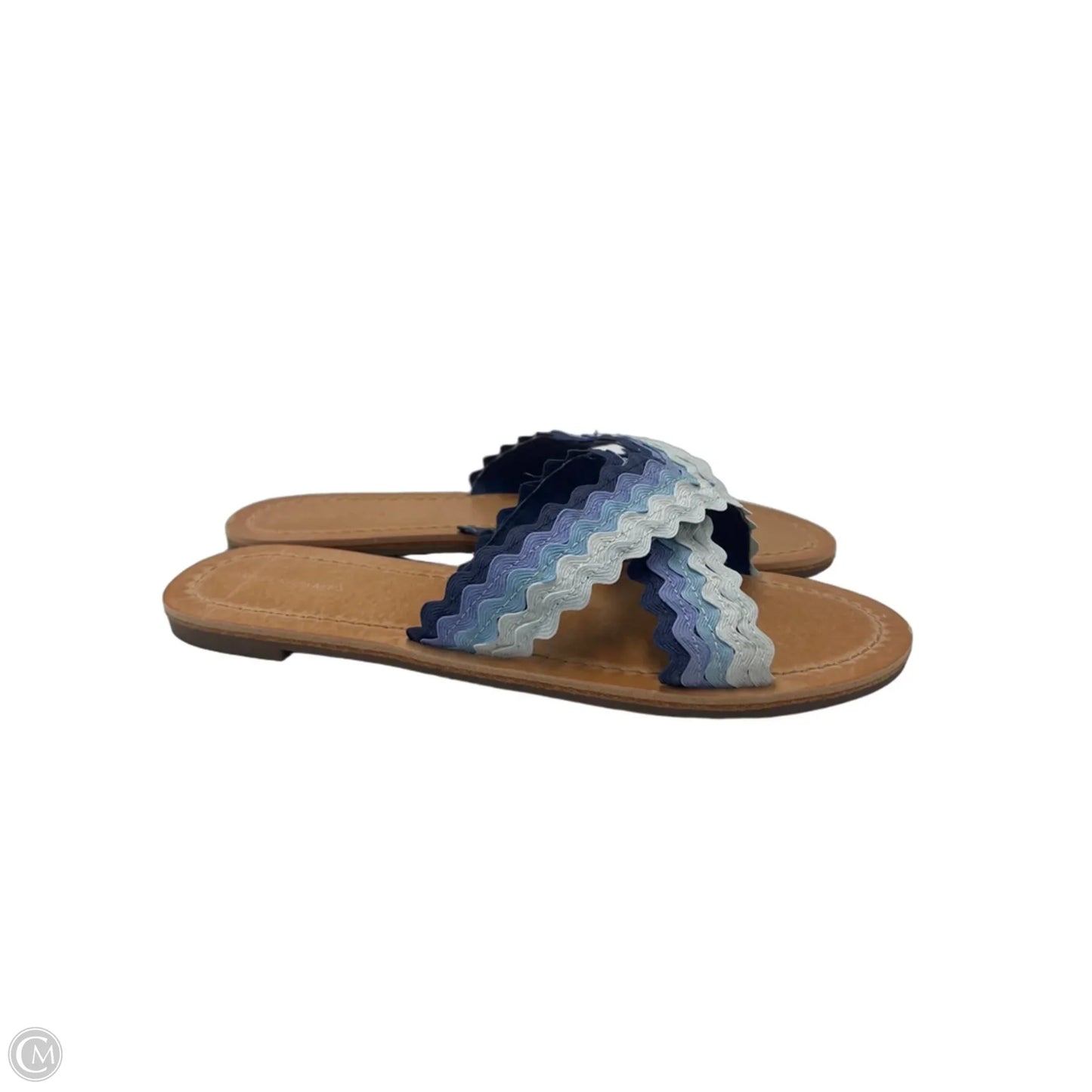 New! Sandals Flats By Draper James In Blue & White, Size: 8.5