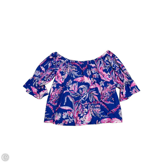 Top Long Sleeve Designer By Lilly Pulitzer In Pink & Purple, Size: S