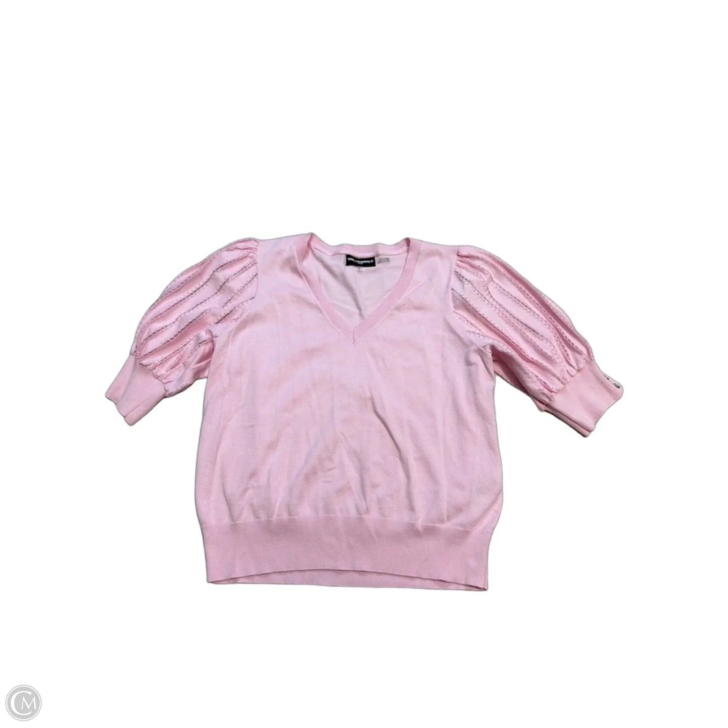 Top Short Sleeve Designer By Karl Lagerfeld In Pink, Size: L