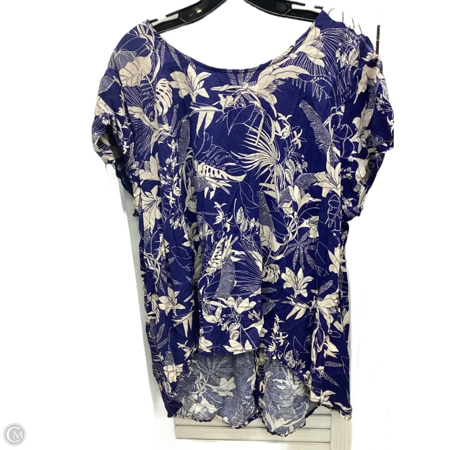 Top Short Sleeve By Clothes Mentor In Blue & White, Size: 2x