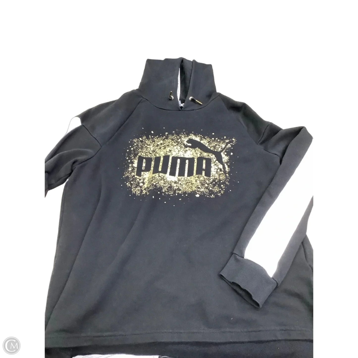 Sweatshirt Hoodie By Puma In Black & Gold, Size: L