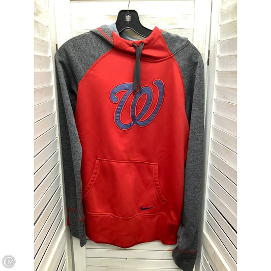 Sweatshirt Hoodie By Nike Apparel In Red Grey, Size: M