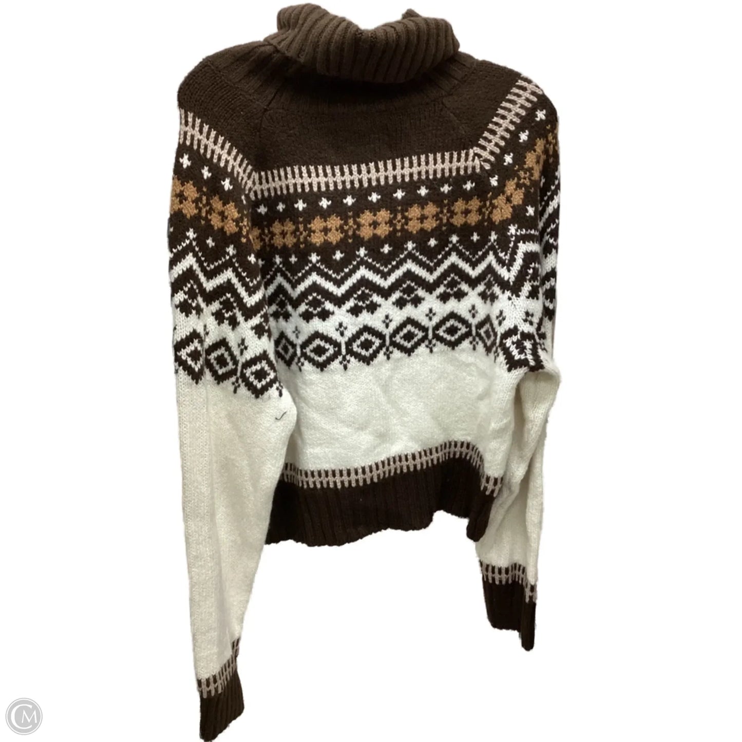 Sweater By American Eagle In Brown & Cream, Size: Xl