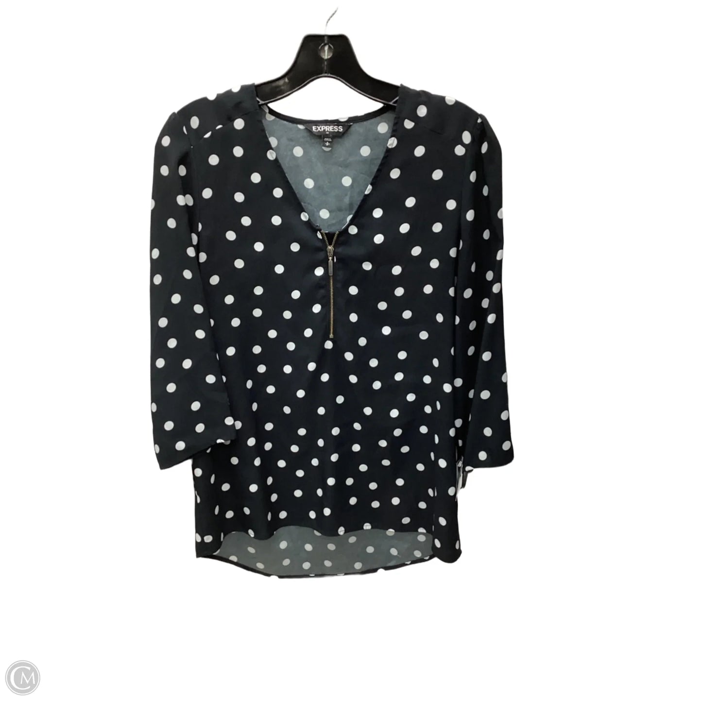 Blouse Long Sleeve By Express In Polkadot Pattern, Size: S