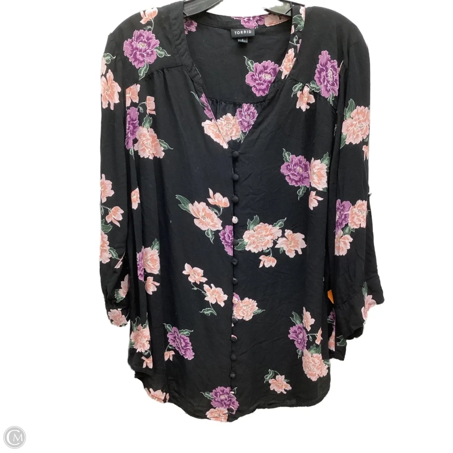 Top 3/4 Sleeve By Torrid In Floral Print, Size: 2x