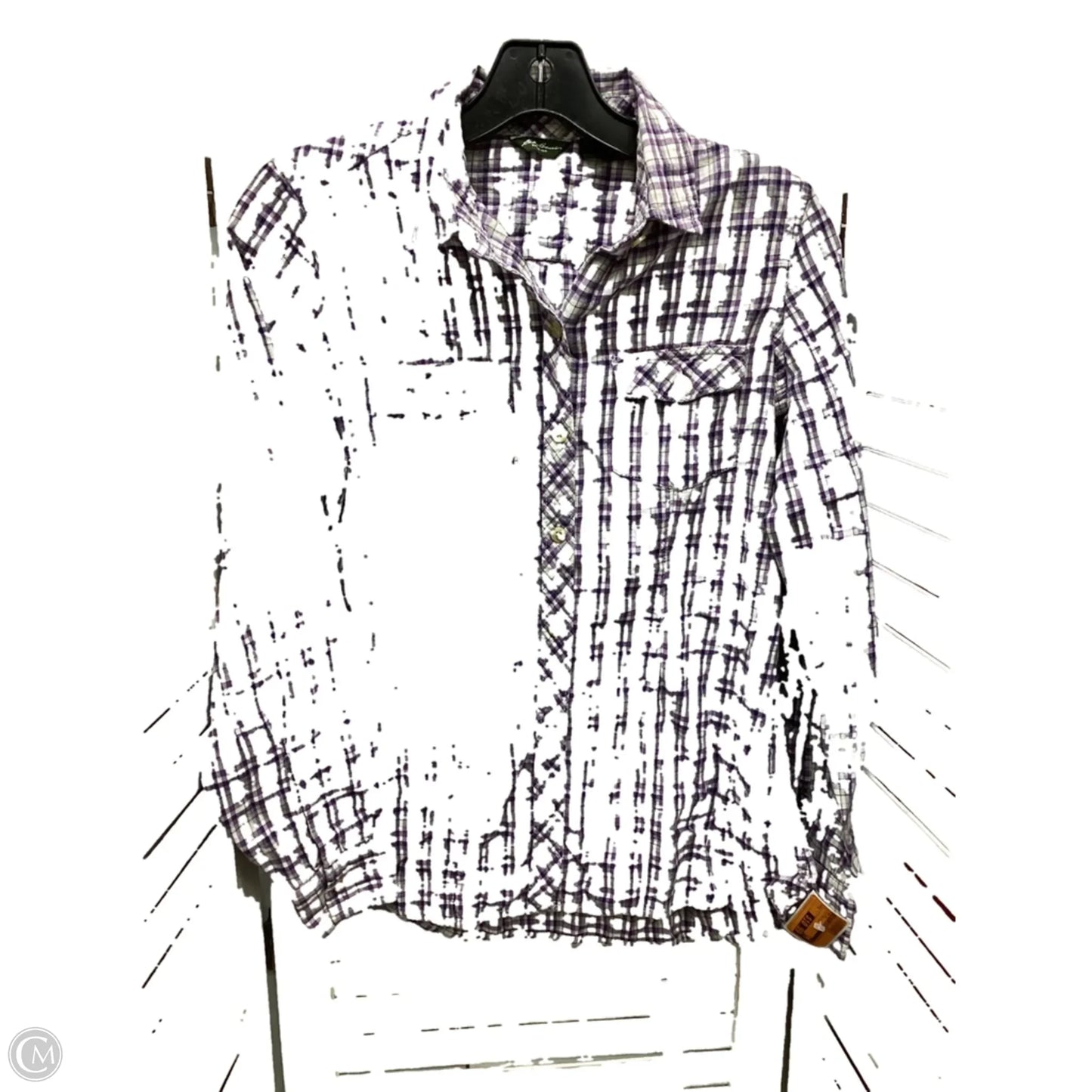 Top Long Sleeve By Eddie Bauer In Plaid Pattern, Size: S