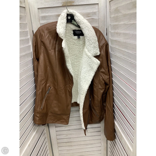 Jacket Leather By Torrid In Brown, Size: 2x