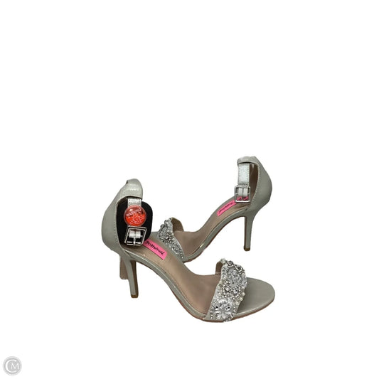 Sandals Heels Kitten By Betsey Johnson In Silver, Size: 6.5